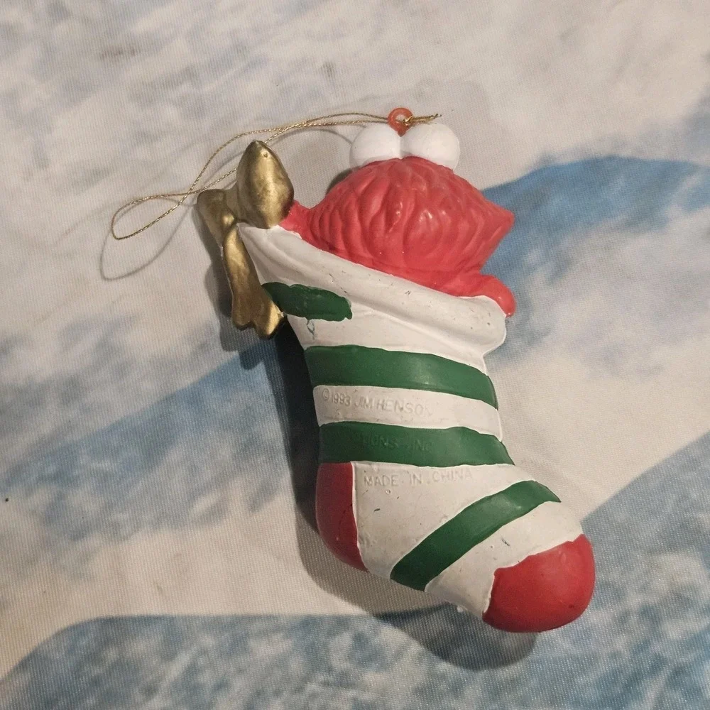 Vintage Elmo Christmas Stocking Ornament Jim Henson Productions Sesame Street